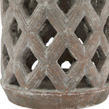 Large Lattice Ceramic Lantern – Brown