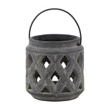 Grey Lattice Ceramic Lantern – Grey