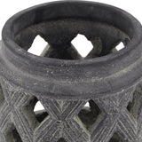 Grey Lattice Ceramic Lantern – Grey