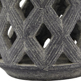 Grey Lattice Ceramic Lantern – Grey