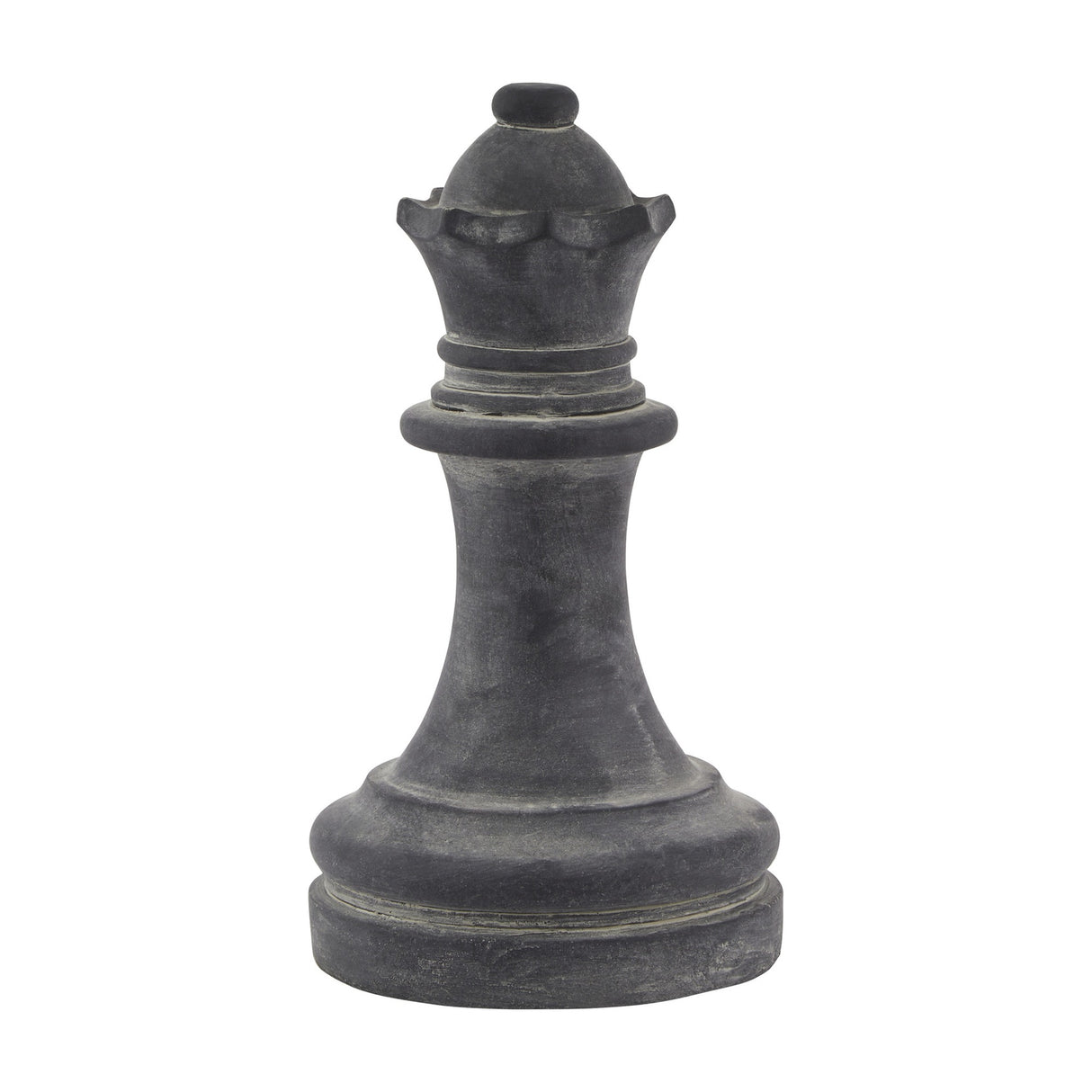 Hill Interiors Grey Queen Chess Piece in ceramic with a smooth grey finish and crowned silhouette on a rounded base, shown against a plain white background.