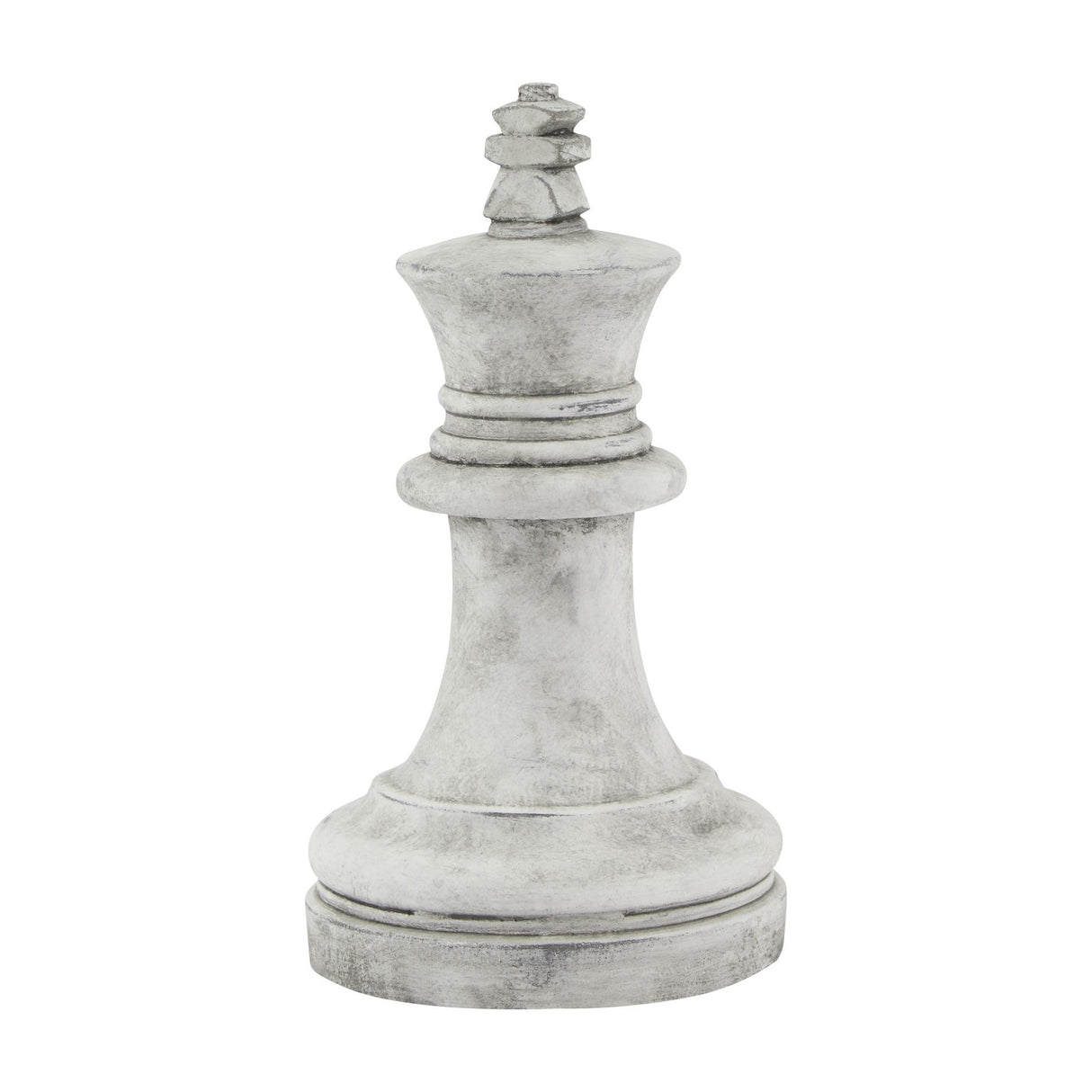 Hill Interiors Stone King Chess Piece ceramic ornament in beige with a tapered crowned form and round base, shown against a plain white background.