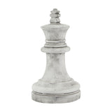 Hill Interiors Stone King Chess Piece ceramic ornament in beige with a tapered crowned form and round base, shown against a plain white background.