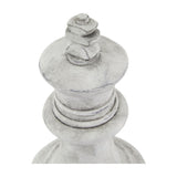 Close-up of the Hill Interiors Stone King Chess Piece ceramic ornament in beige, showing the crowned top and tapered body against a plain white background.