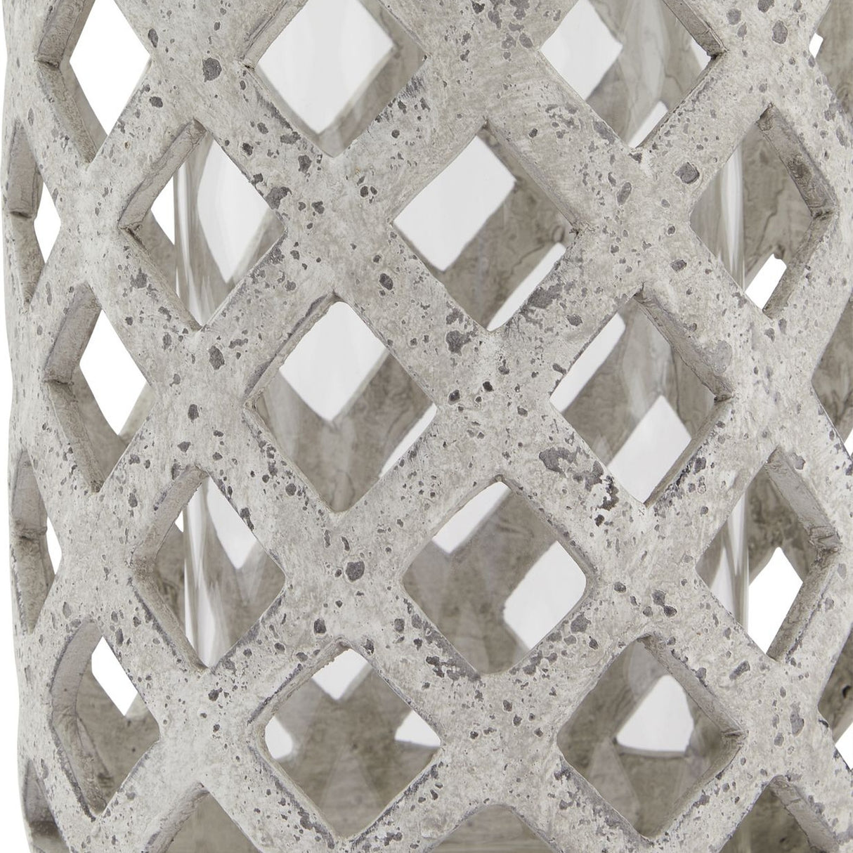 Stone Effect Hurricane Lantern – Beige