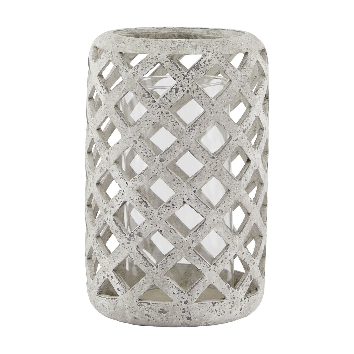 Large Stone Effect Hurricane Lantern – Beige