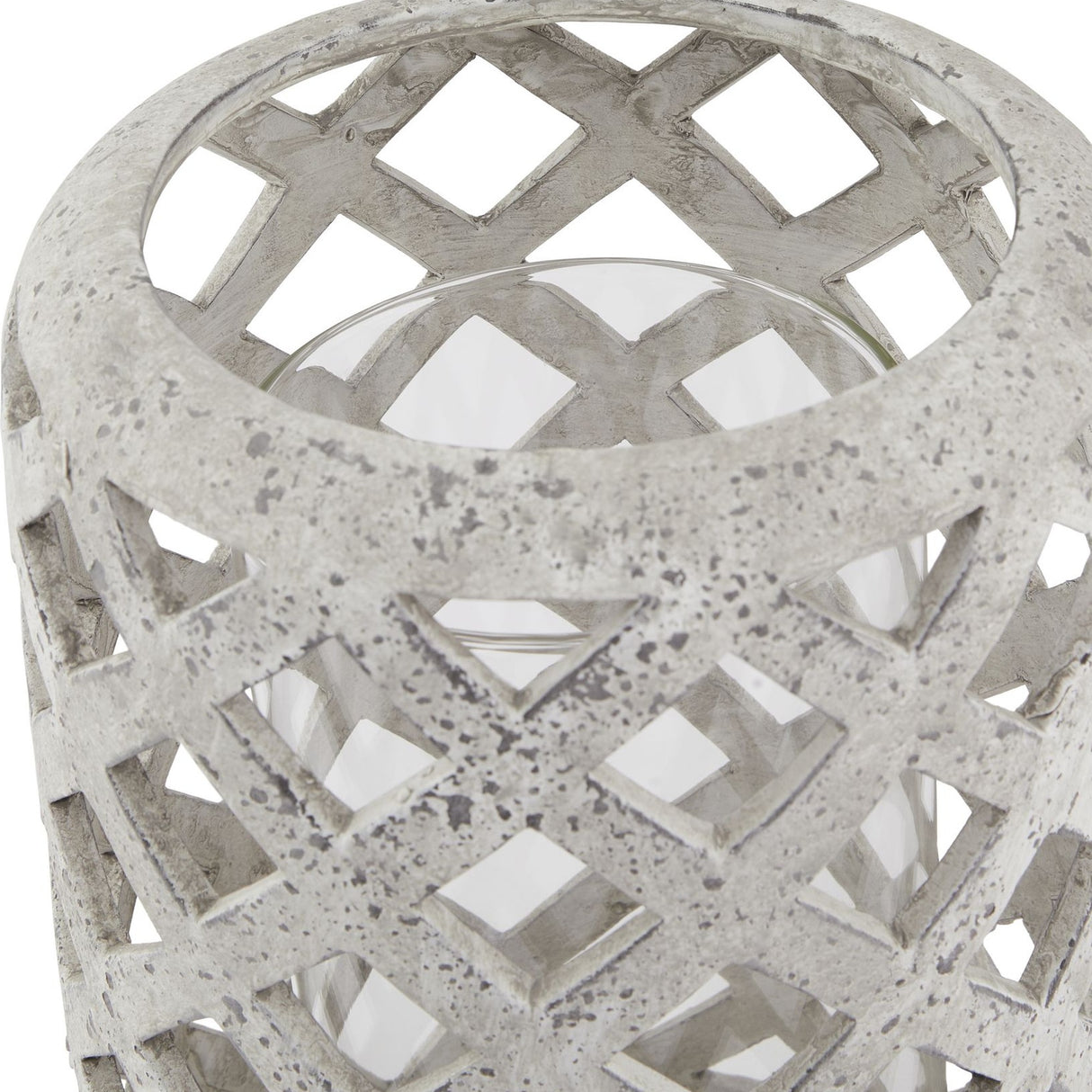 Large Stone Effect Hurricane Lantern – Beige