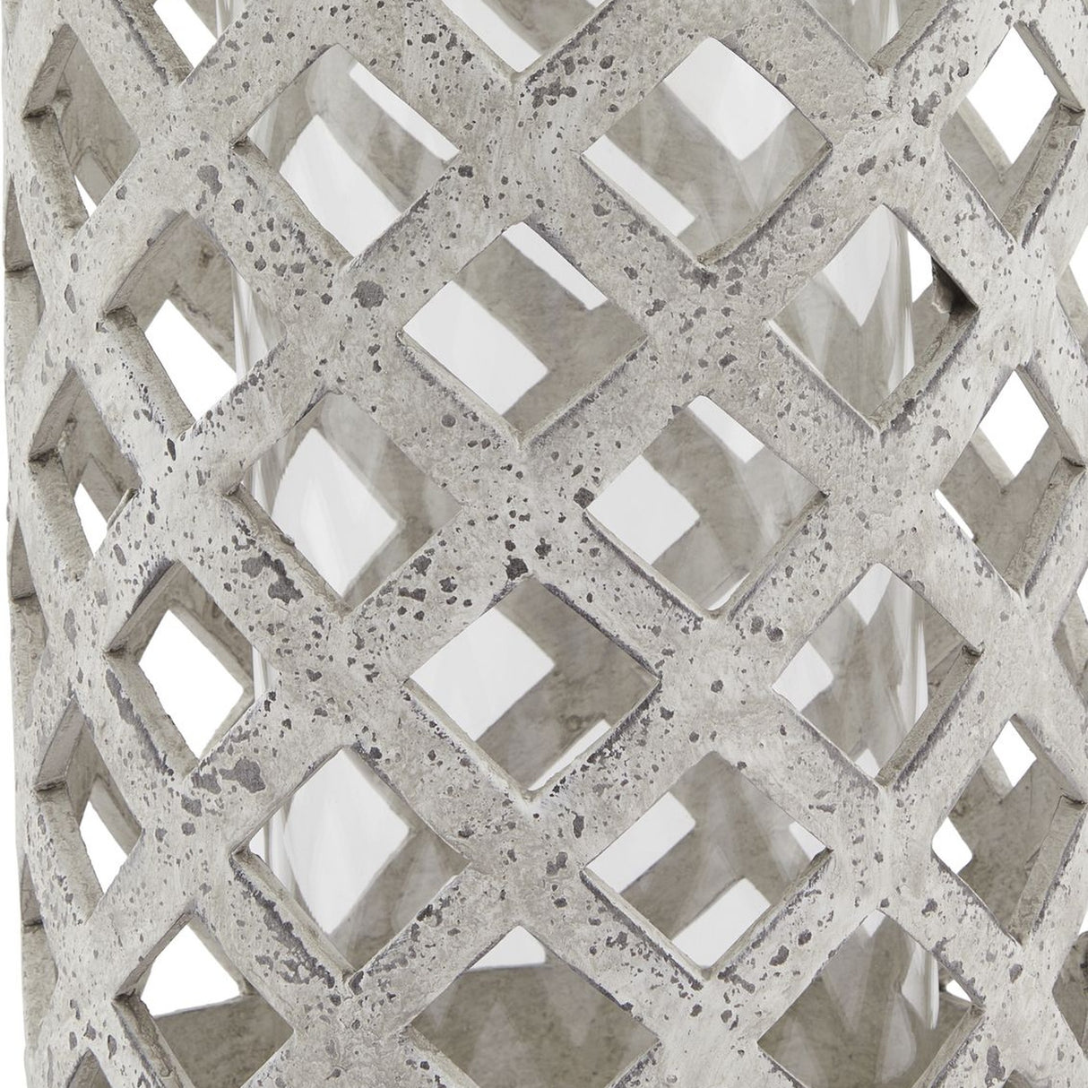 Large Stone Effect Hurricane Lantern – Beige