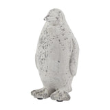 Hill Interiors small ceramic penguin statue in beige with a weathered stone effect finish, shown upright against a plain white background.