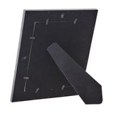 Rear view of the Hill Interiors Woven Photo Frame in grey, showing the black backing board with hanging tabs and detached kickstand on a white background.