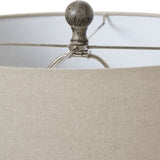 Ochre Textured Table Lamp with Linen Shade – Brown