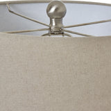 Ceramic Pot Table Lamp with Linen Shade – White