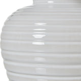 Ceramic Pot Table Lamp with Linen Shade – White