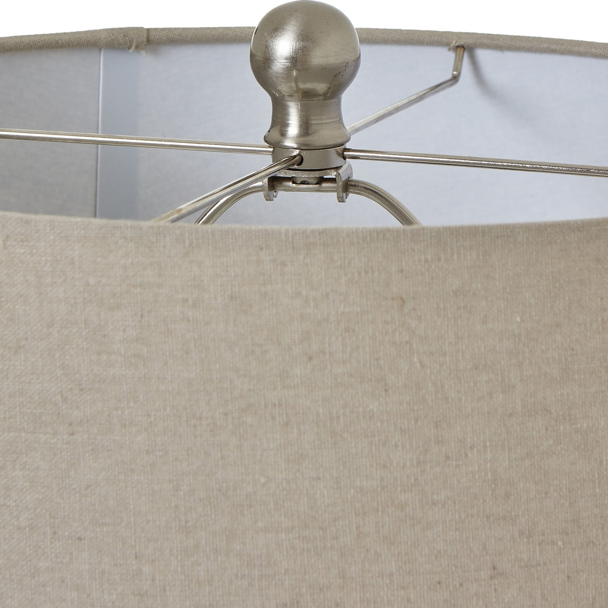 White Beaded Ceramic Table Lamp with Linen Shade – White