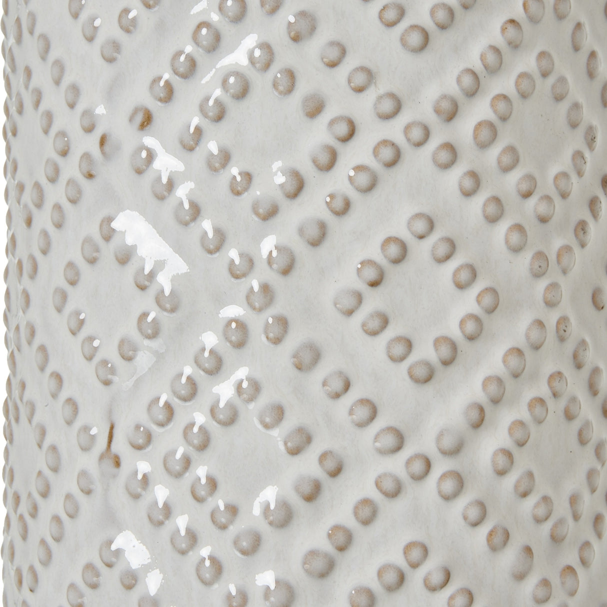 White Beaded Ceramic Table Lamp with Linen Shade – White