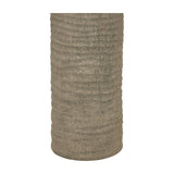 Close-up of the Hill Interiors Tall Ceramic Table Lamp in grey, showing the ribbed, textured matt glaze on the cylindrical body against a white background.