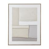 Hill Interiors Framed Painting on Canvas in portrait format, featuring layered cream, beige and grey rectangular shapes within a slim wooden frame.