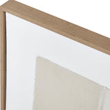 Close-up of the Hill Interiors Framed Painting on Canvas showing the light wood frame corner, white border and textured cream canvas edge.