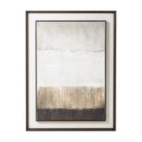 Hill Interiors extra large portrait wall art on natural linen with abstract brown, beige and cream tones, mounted in a dark solid wood frame.