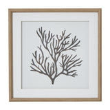 Hill Interiors Reef Coral framed wall art with a branching coral print behind glass, set within a square beaded wooden border frame.