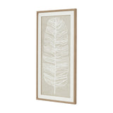Hill Interiors Large Feather Wall Art with white feather design on linen backing, set behind glass in a portrait beaded wood frame.