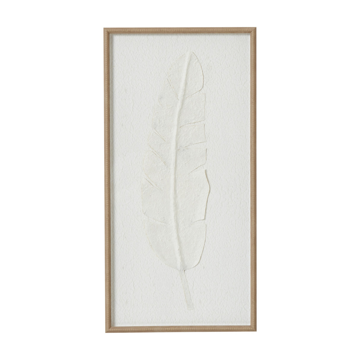 Large Quill White Feather Print in Beaded Frame – White