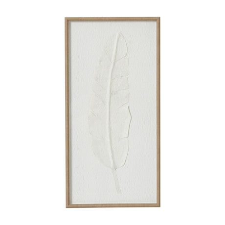 Hill Interiors Large Quill White Feather Print in a portrait beaded wood frame with glass front, shown against a plain white background.