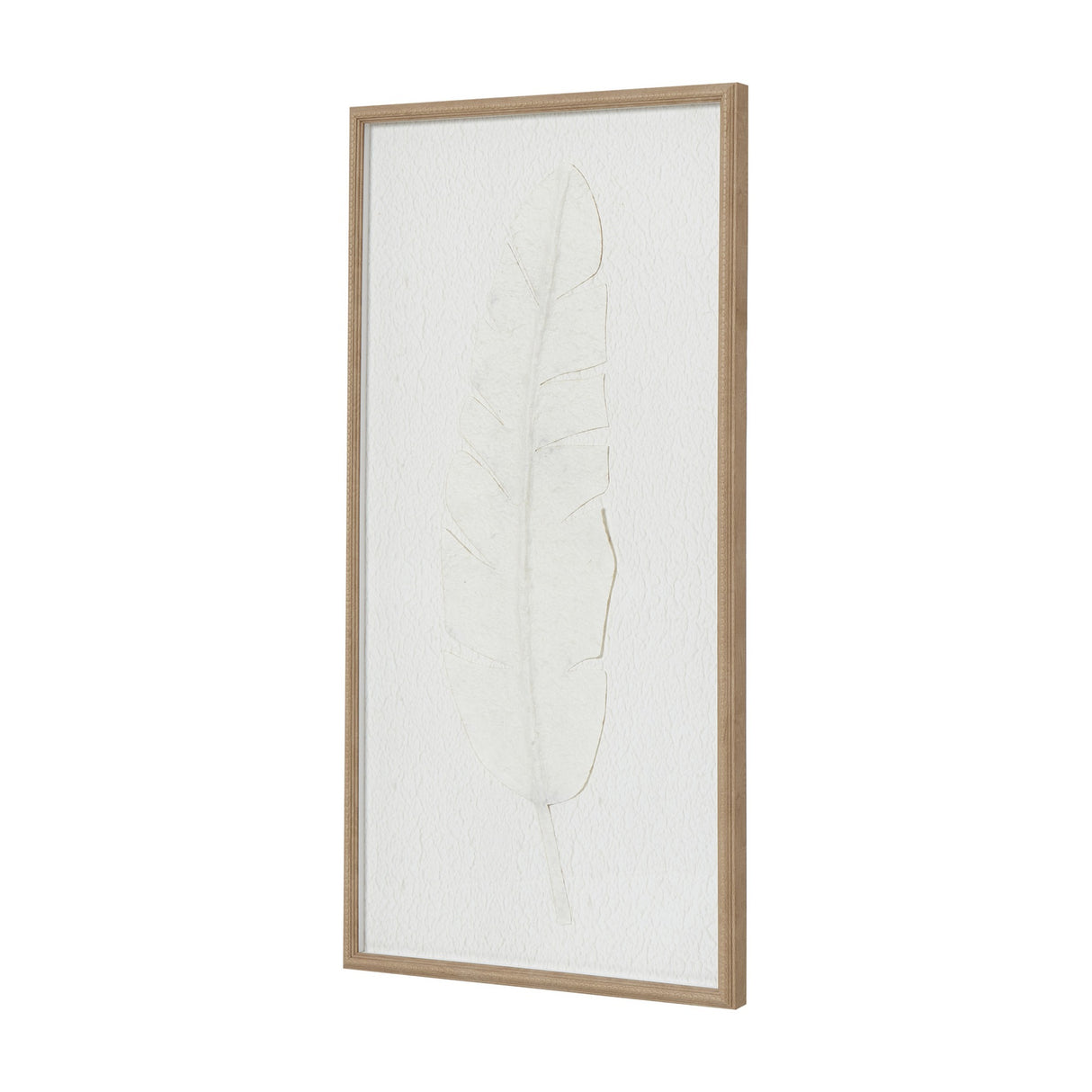 Large Quill White Feather Print in Beaded Frame – White