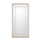 Hill Interiors Large Washed Wood Framed Window Mirror in brown, a tall rectangular wall mirror with multi-pane glazing bars, shown on a white background.