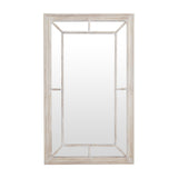 Hill Interiors Washed Wood Framed Window Mirror in brown, a tall rectangular wall mirror with window-pane divisions and soft wood grain, on a white background.