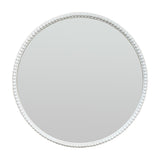 Hill Interiors Washed Wood Framed Beaded Round Wall Mirror in brown with a carved beaded edge, shown against a plain white background.
