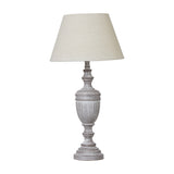 Urn Table Lamp with Linen Shade – White