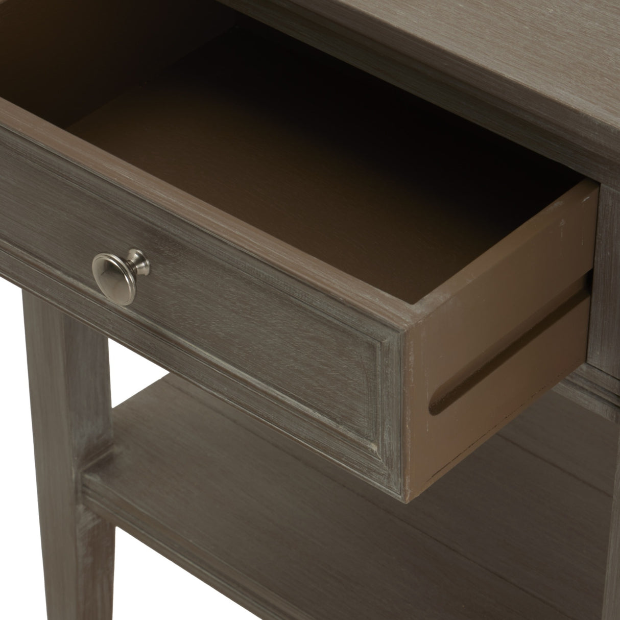 Wooden One-Drawer Side Table – Grey