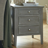 Wooden Three-Drawer Bedside Table – Grey
