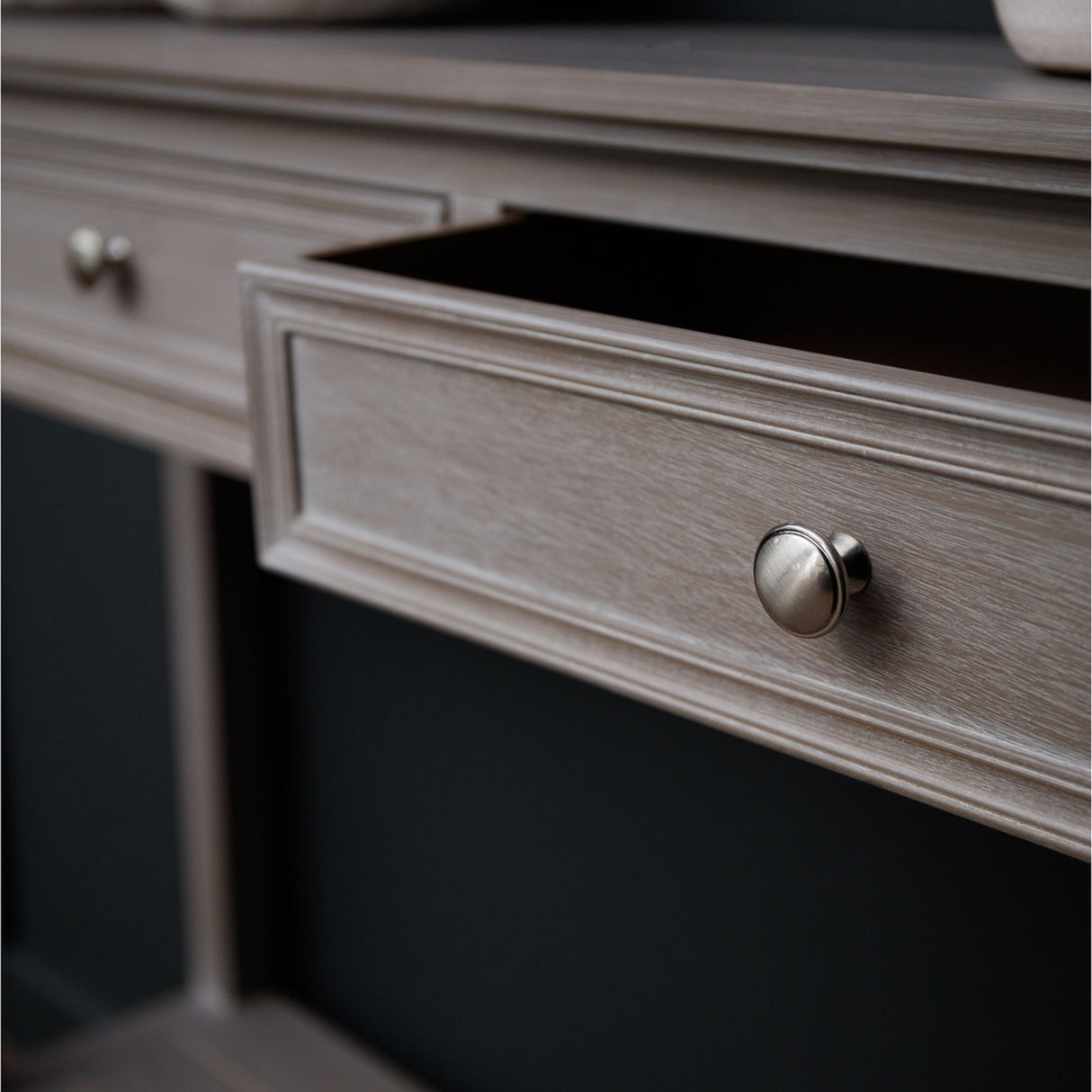 Wooden Four-Drawer Console Table – Grey