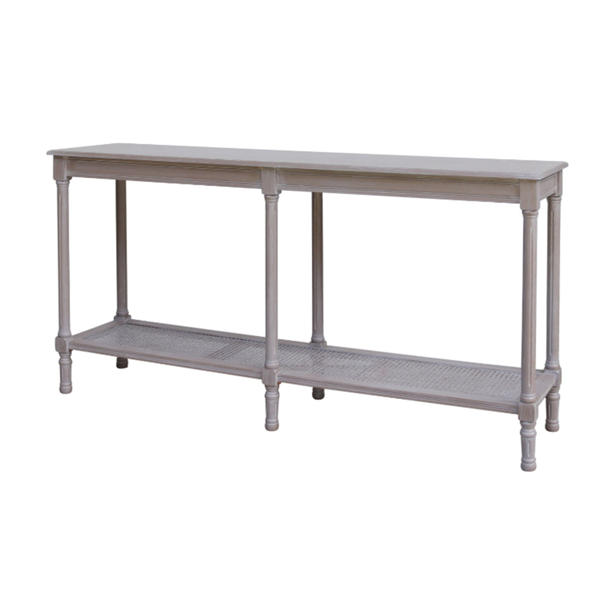 Large Rattan Console Table – Grey