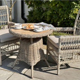 Outdoor Bistro Table With Wood Top 72cm – Beige