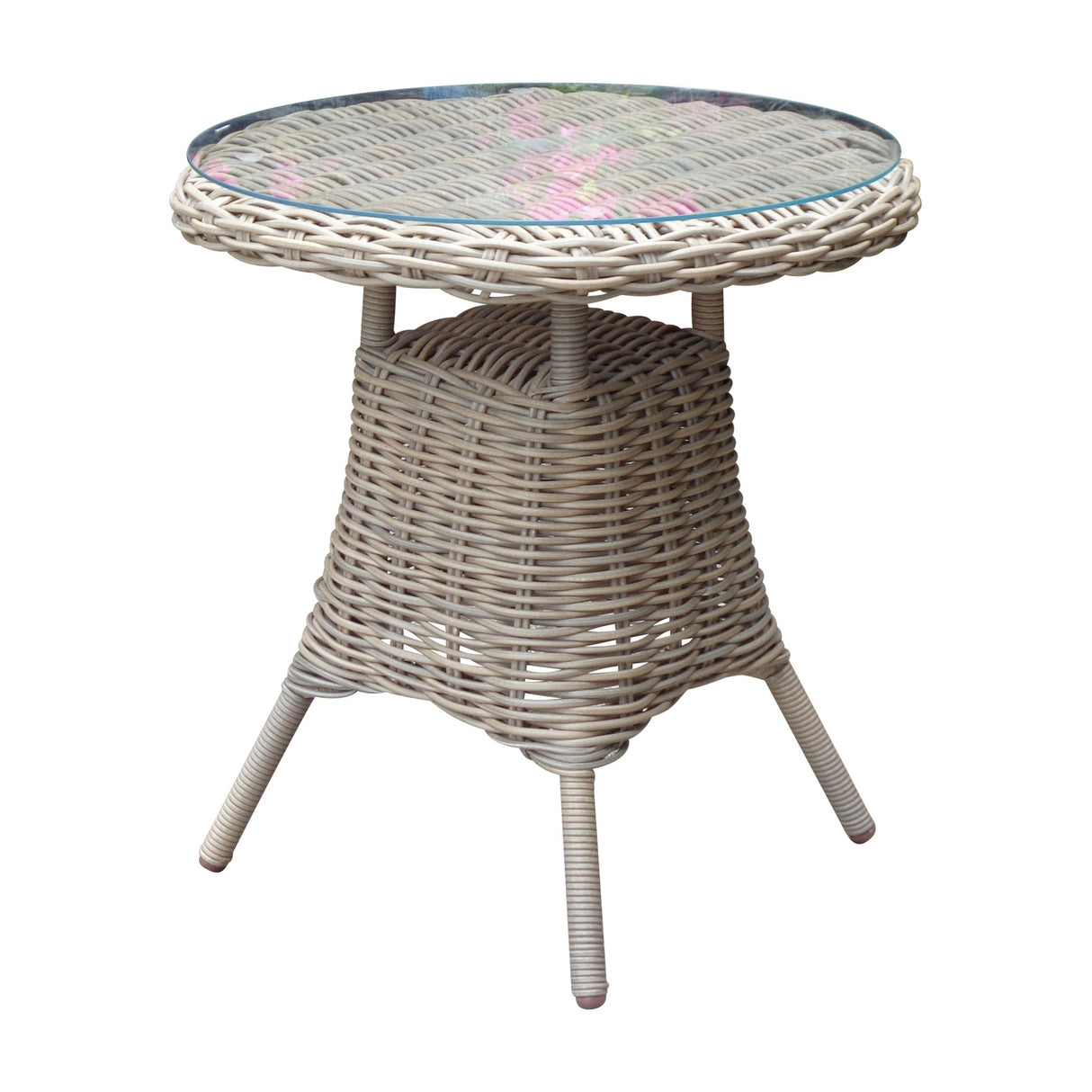 Outdoor Bistro Table with Glass Top 72cm – Beige