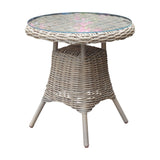 Outdoor Bistro Table with Glass Top 72cm – Beige