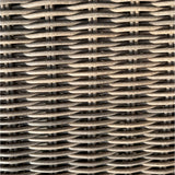 Close-up of the beige woven rattan weave on the Hill Interiors Large Outdoor Corner Sofa and Coffee Table Set, showing its tight horizontal pattern.