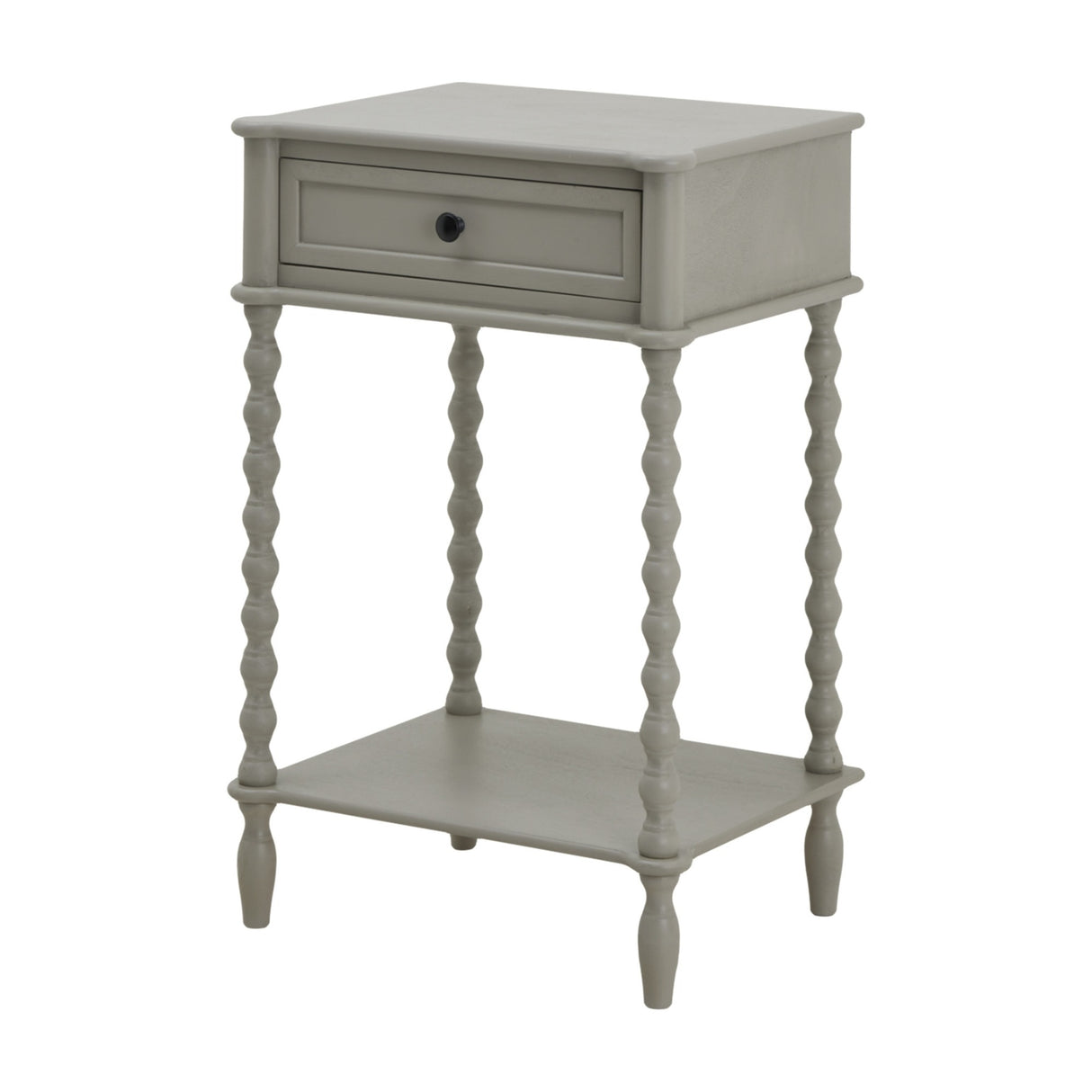 Wooden Bobbin-Leg Side Table – Grey