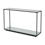 Harweld Black Framed Console Table with Glass Top
