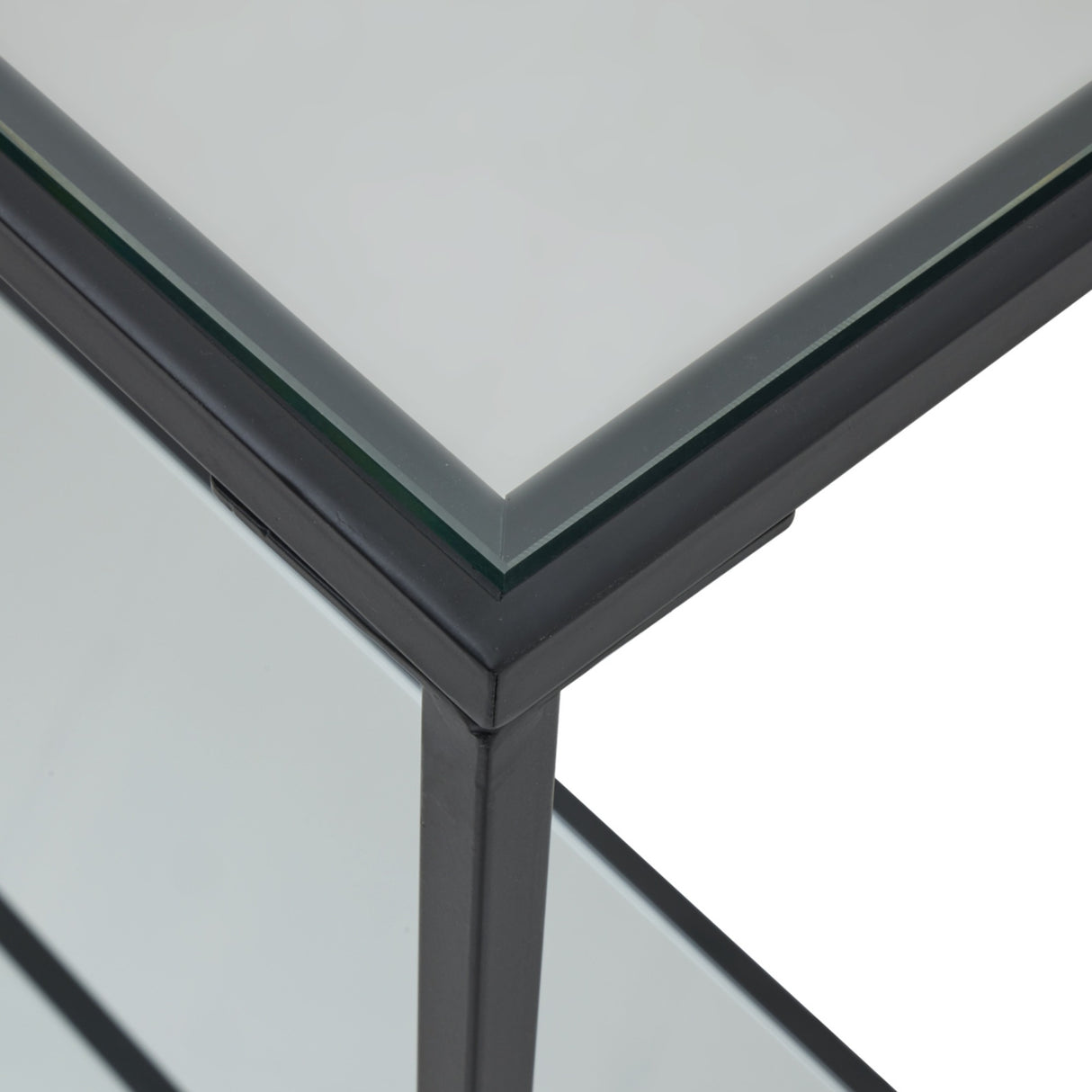 Harweld Black Framed Console Table with Glass Top
