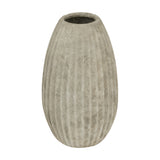 Hill Interiors Large Olpe ceramic vase in grey with a rounded, ribbed body and tapered neck, shown against a plain white background.