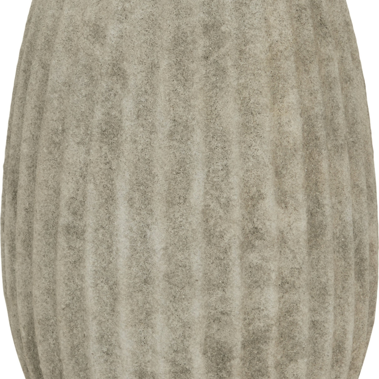 Close-up of the Hill Interiors Large Olpe Ceramic Vase in grey, showing the ribbed, fluted body and matte textured finish.