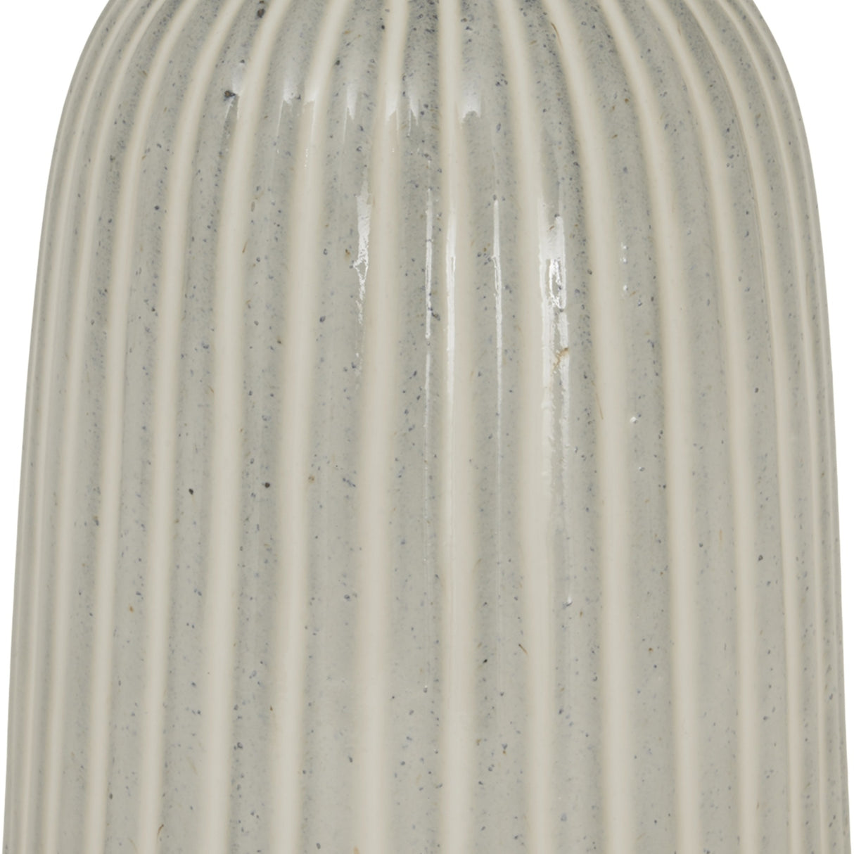 Close-up of the Hill Interiors Medium Bell Vase in white ceramic, showing its ribbed fluted surface and speckled matte glaze.