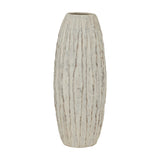 Hill Interiors Tall Ceramic Fin Vase in white, an elongated floor-standing vessel with vertical raised fin detailing and a matte glaze, on a plain background.