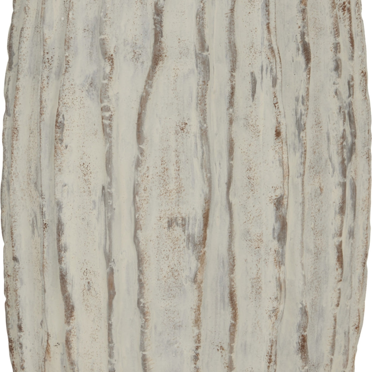 Close-up of Hill Interiors Tall Ceramic Fin Vase in white, showing vertical fin ridges and a soft matte glaze with subtle grey and brown weathered tones.