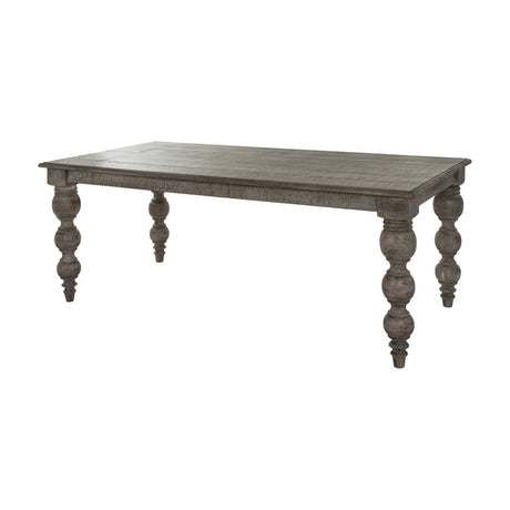 Hill Interiors Rectangular Wooden Dining Table 200cm in brown, featuring a solid wood plank top and four ornate turned baluster legs, on a white background.