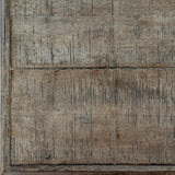 Close-up of Hill Interiors Wooden Square Side Table in brown, showing distressed wood grain, visible saw marks and panelled construction.